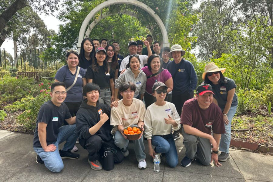 ISMP students and mentors with North Hills volunteers at the garden after the morning’s work